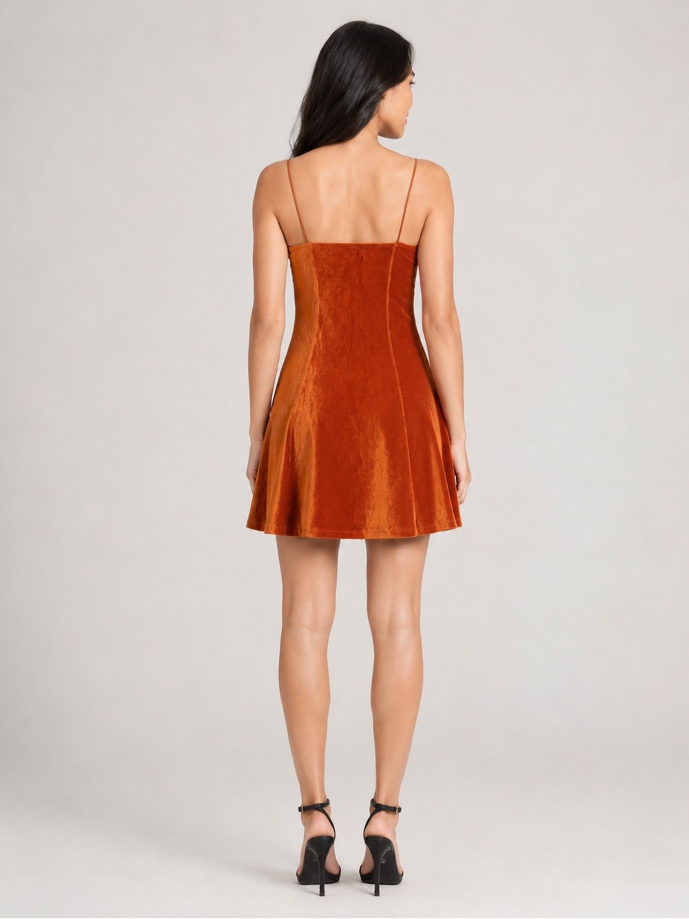Rust Velvet Mini Dress - Picture 2 of 3